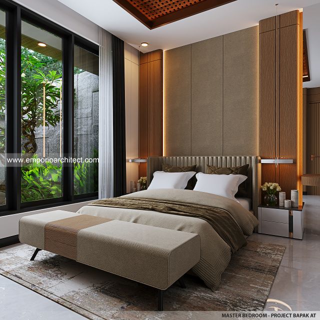 Desain Kamar Tidur Utama Rumah Modern 2 Lantai Bapak AT di Tangerang