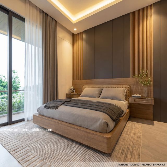 Desain Kamar Tidur 2 Rumah Modern 2 Lantai Bapak AT di Tangerang