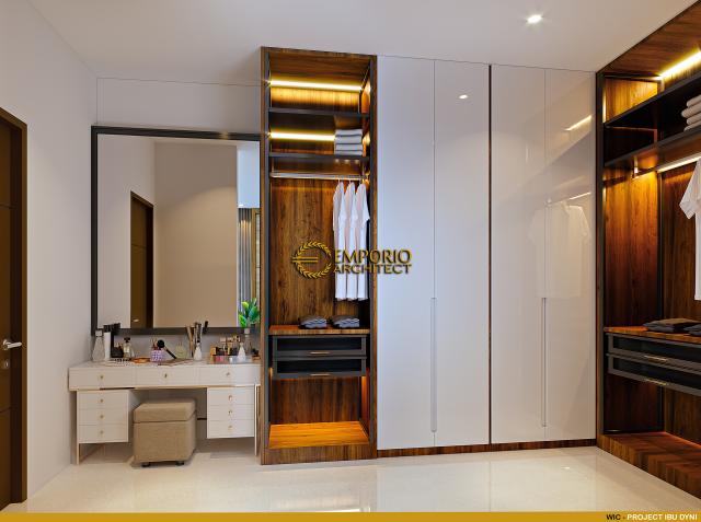 Desain Walk In Closet Rumah Modern 2 Lantai Ibu DN di Depok, Jawa Barat