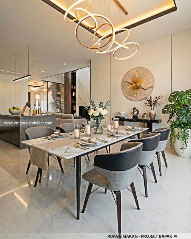 Desain Ruang Makan Rumah Modern 2 Lantai Bapak VF di Surabaya