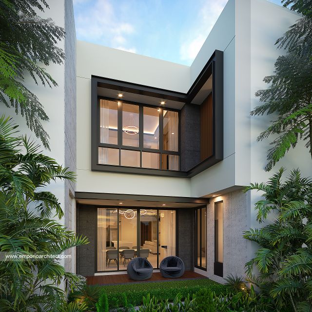 Desain Tampak Belakang Rumah Modern 2 Lantai Bapak VF di Surabaya
