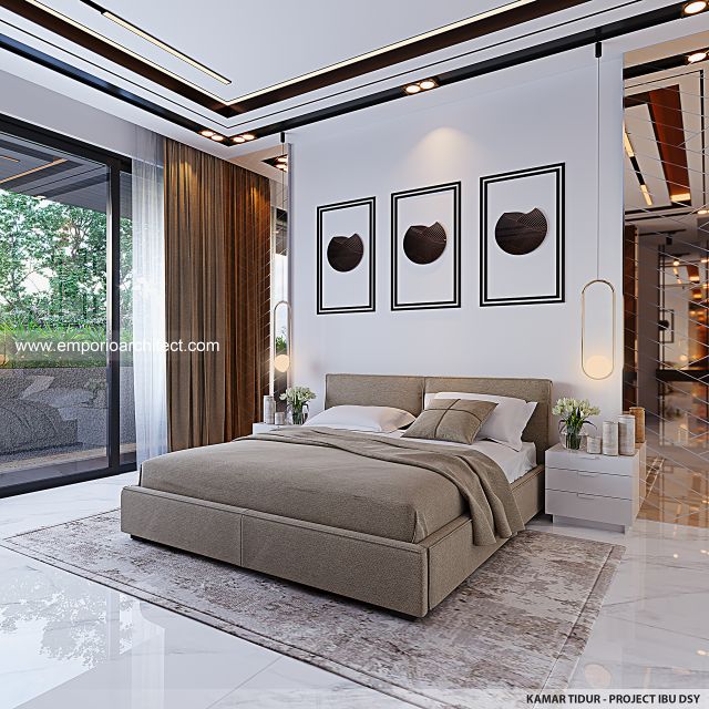 Desain Kamar Tidur Rumah Modern 2 Lantai Ibu DSY di Cilandak, Jakarta Selatan
