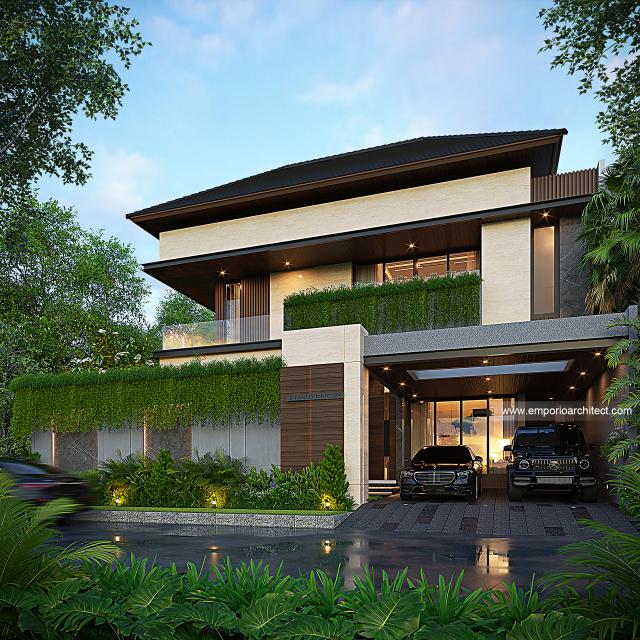 Desain Tampak Depan Dengan Pagar Rumah Modern 2 Lantai Ibu DSY di Cilandak, Jakarta Selatan