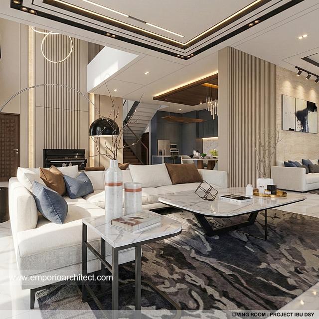 Desain Ruang Keluarga Rumah Modern 2 Lantai Ibu DSY di Cilandak, Jakarta Selatan