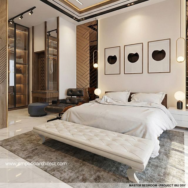 Desain Kamar Tidur Utama Rumah Modern 2 Lantai Ibu DSY di Cilandak, Jakarta Selatan