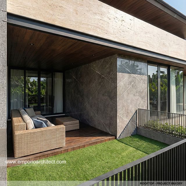 Desain Rooftop Rumah Modern 2 Lantai Ibu DSY di Cilandak, Jakarta Selatan