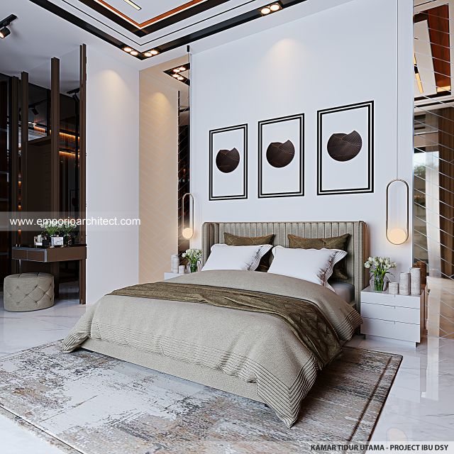 Desain Kamar Tidur Utama Rumah Modern 2 Lantai Ibu DSY di Cilandak, Jakarta Selatan
