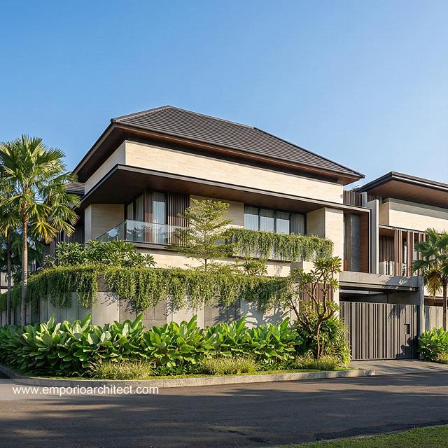 Desain Tampak Depan 2 Rumah Modern 2 Lantai Ibu DSY di Cilandak, Jakarta Selatan