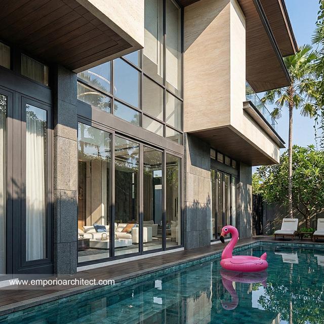 Desain Tampak Detail Samping 2 Rumah Modern 2 Lantai Ibu DSY di Cilandak, Jakarta Selatan