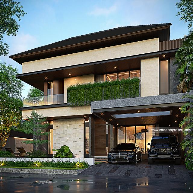 Desain Tampak Depan 2 Rumah Modern 2 Lantai Ibu DSY di Cilandak, Jakarta Selatan