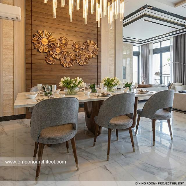Desain Ruang Makan Rumah Modern 2 Lantai Ibu DSY di Cilandak, Jakarta Selatan
