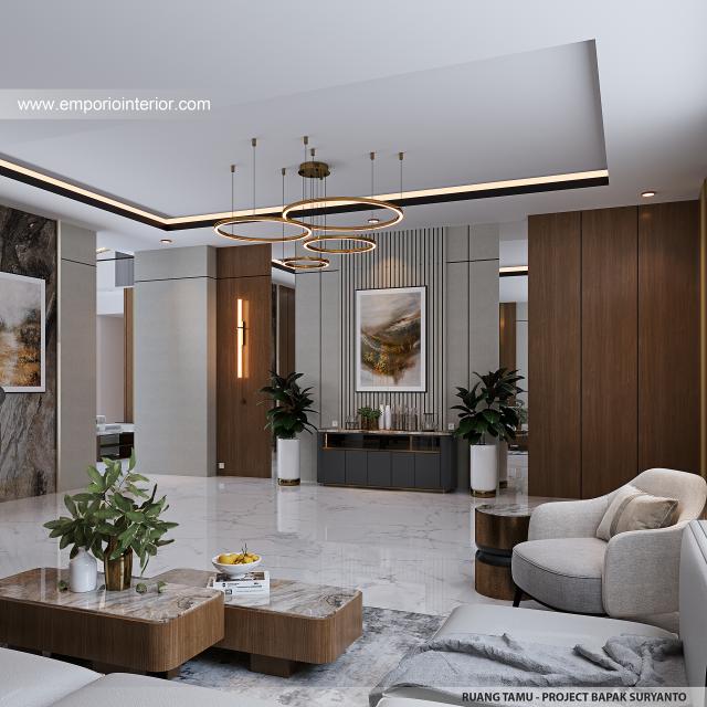 Desain Ruang Tamu Rumah Modern 2 Lantai Bapak SRT di Medan