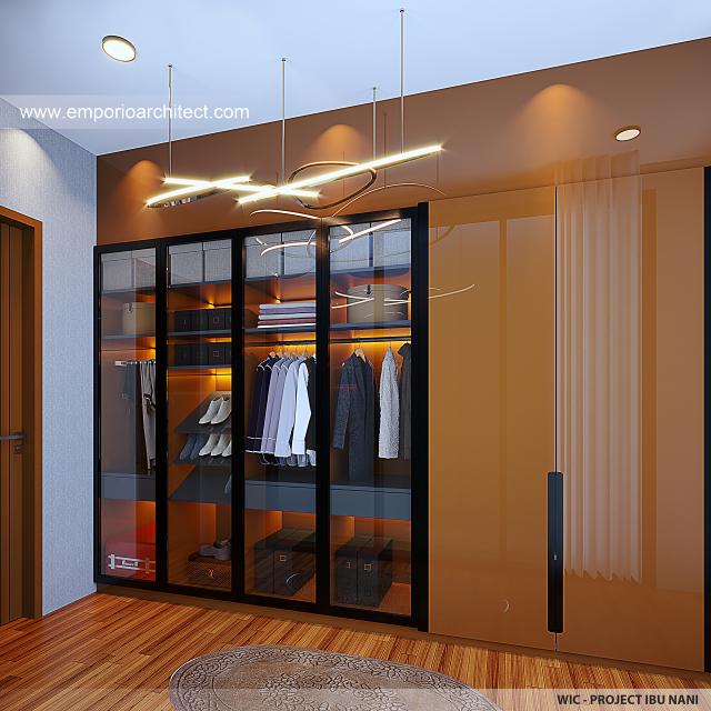 Desain Walk In Closet Rumah Modern 2 Lantai Ibu NNI di Serpong, Tangerang Selatan