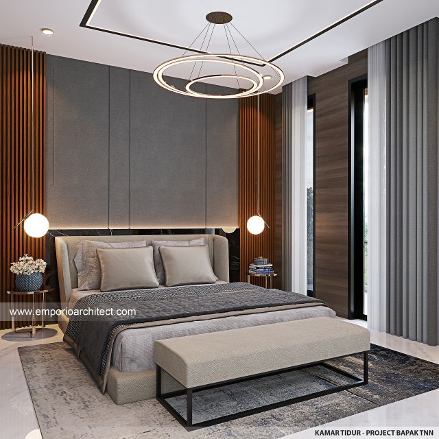 Desain Kamar Tidur Rumah Modern 2 Lantai Bapak TNN di Palembang