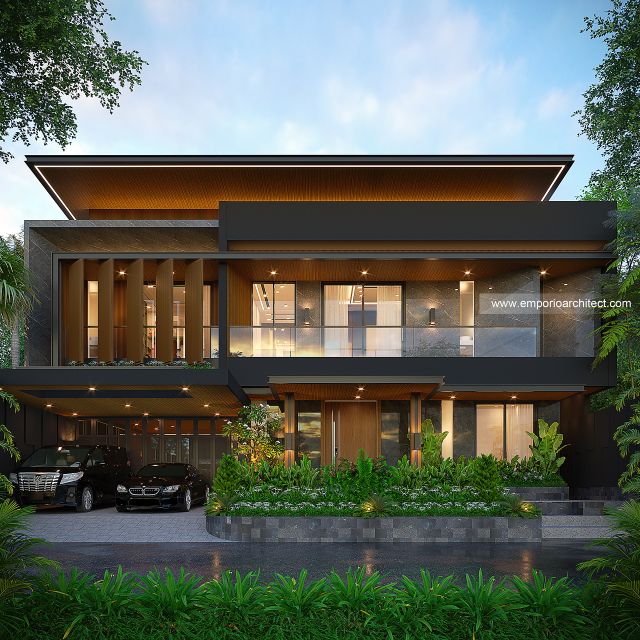 Desain Tampak Depan 3 Rumah Modern 2 Lantai Ibu MR di Semarang