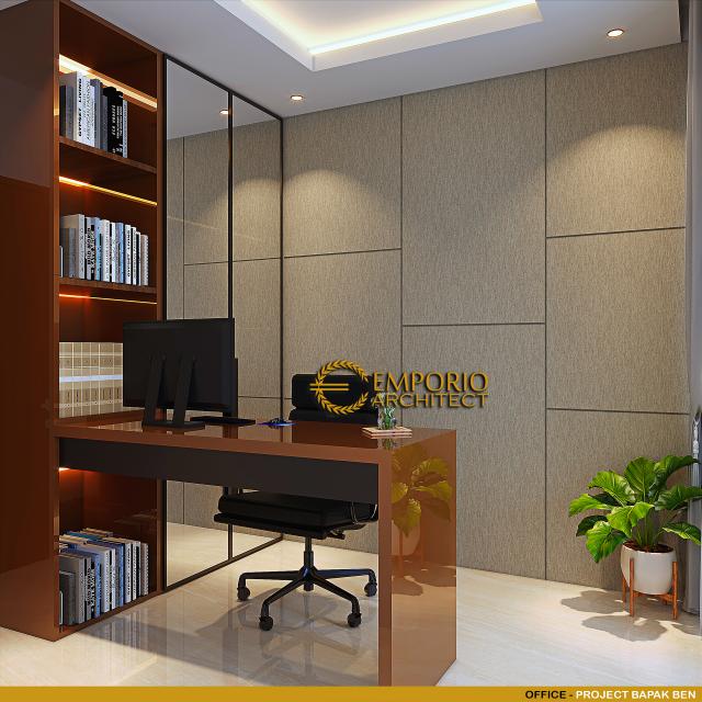 Desain Ruang Kerja (Kantor) Rumah Modern 2 Lantai Bapak Ben di Cibubur, Jawa Barat