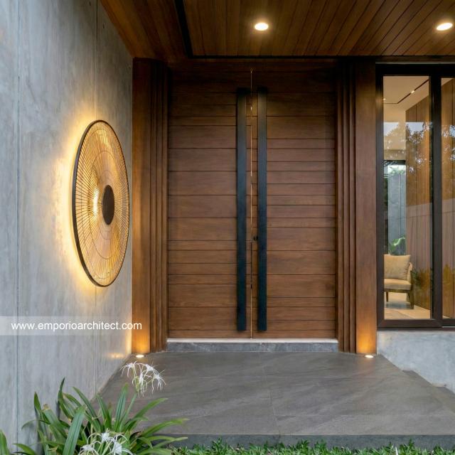 Desain Tampak Detail Depan 3 Rumah Modern 2 Lantai Bapak DNL di Bekasi