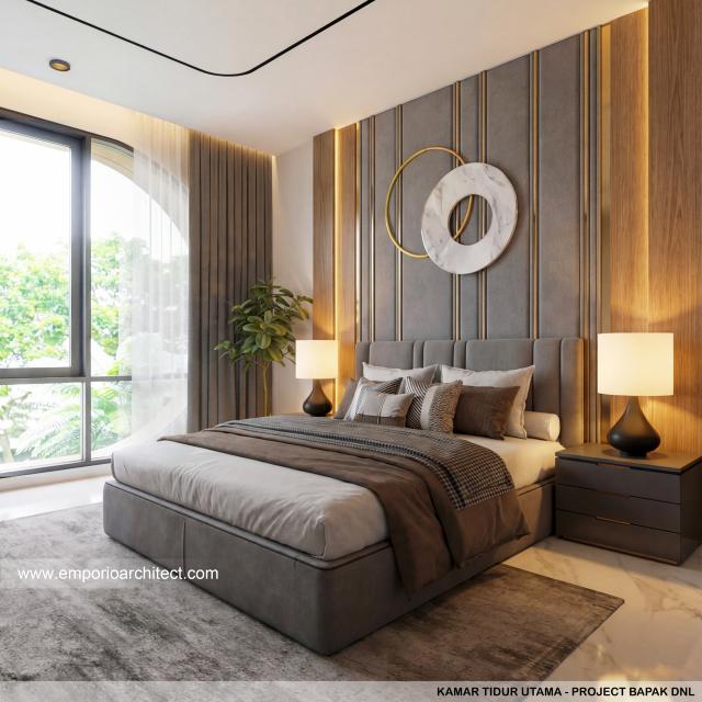Desain Kamar Tidur Utama Rumah Modern 2 Lantai Bapak DNL di Bekasi