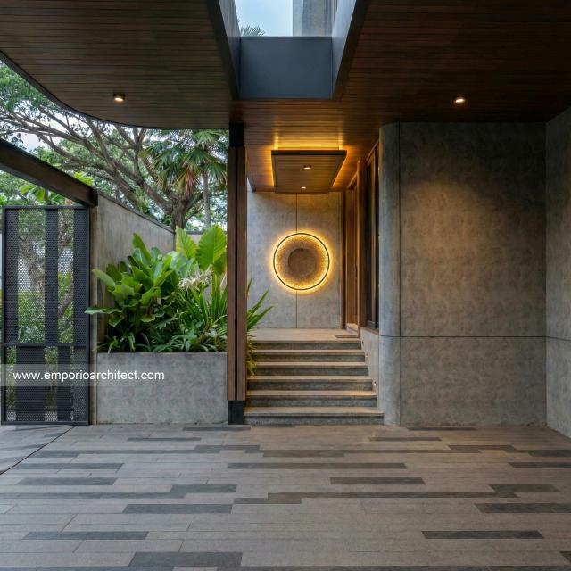Desain Tampak Detail Depan 2 Rumah Modern 2 Lantai Bapak DNL di Bekasi