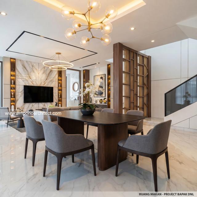 Desain Ruang Makan Rumah Modern 2 Lantai Bapak DNL di Bekasi