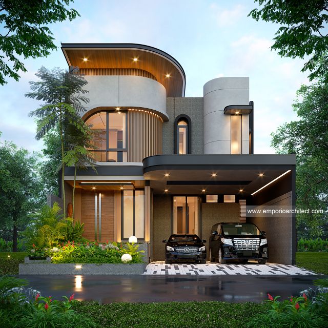 Desain Tampak Depan Rumah Modern 2 Lantai Bapak DNL di Bekasi