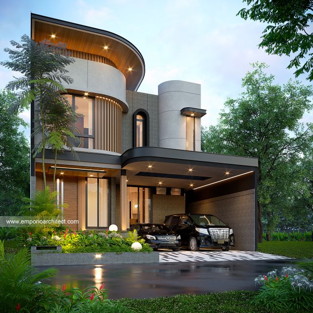 Desain Tampak Depan 3 Rumah Modern 2 Lantai Bapak DNL di Bekasi