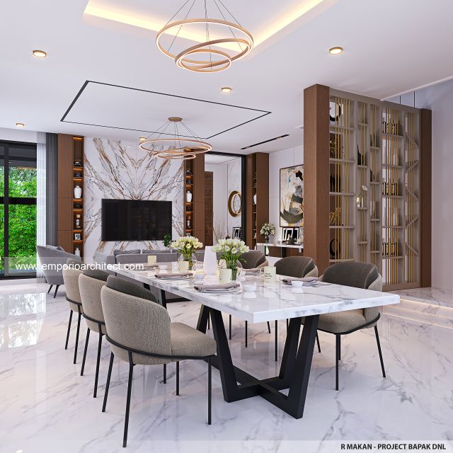Desain Ruang Makan Rumah Modern 2 Lantai Bapak DNL di Bekasi