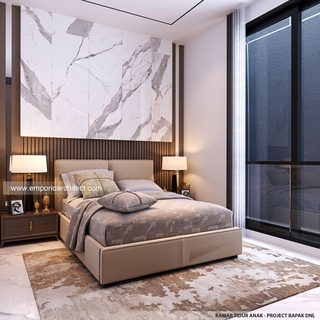 Desain Kamar Tidur Anak Rumah Modern 2 Lantai Bapak DNL di Bekasi