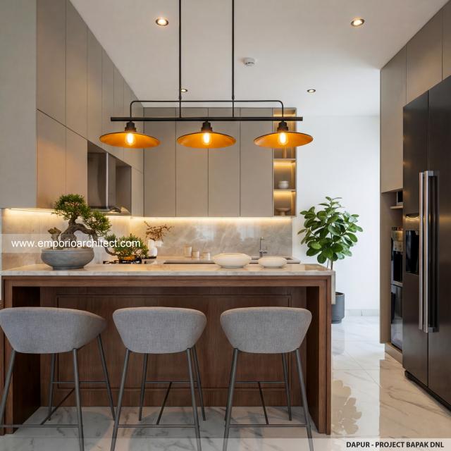 Desain Dapur Rumah Modern 2 Lantai Bapak DNL di Bekasi