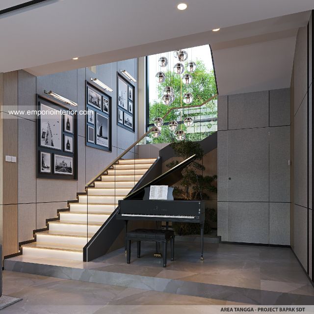 Desain Area Tangga Rumah Modern 2 Lantai Bapak SDT di Solo