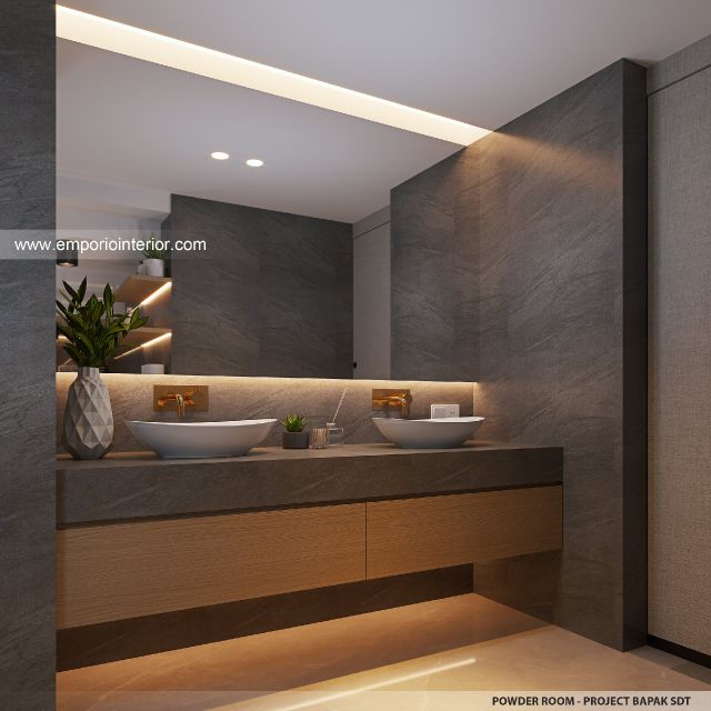 Desain Toilet Tamu Rumah Modern 2 Lantai Bapak SDT di Solo