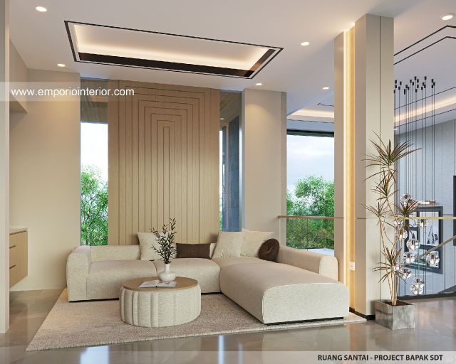 Desain Ruang Santai Rumah Modern 2 Lantai Bapak SDT di Solo