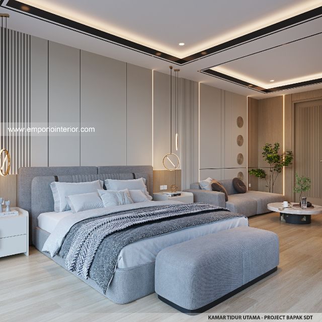 Desain Kamar Tidur Utama Rumah Modern 2 Lantai Bapak SDT di Solo