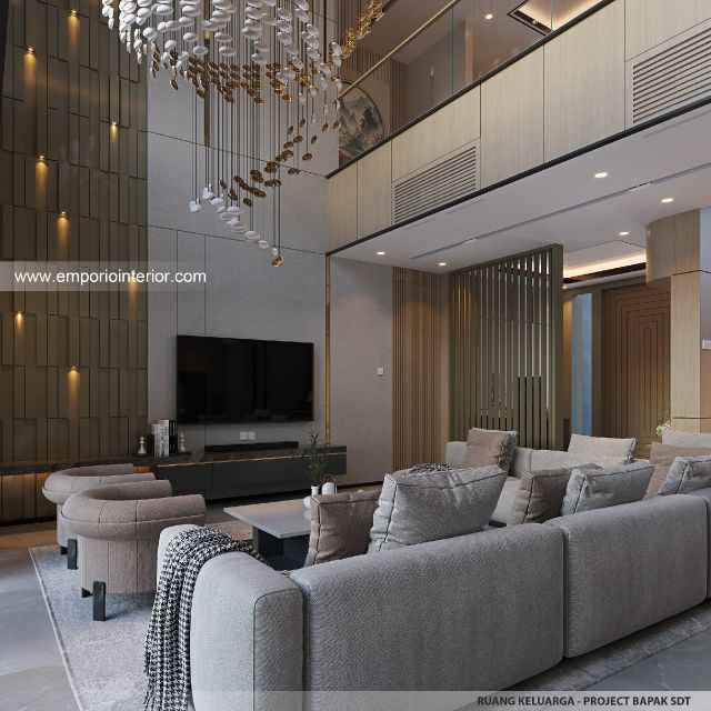 Desain Ruang Keluarga Rumah Modern 2 Lantai Bapak SDT di Solo