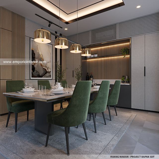 Desain Ruang Makan Rumah Modern 2 Lantai Bapak SDT di Solo