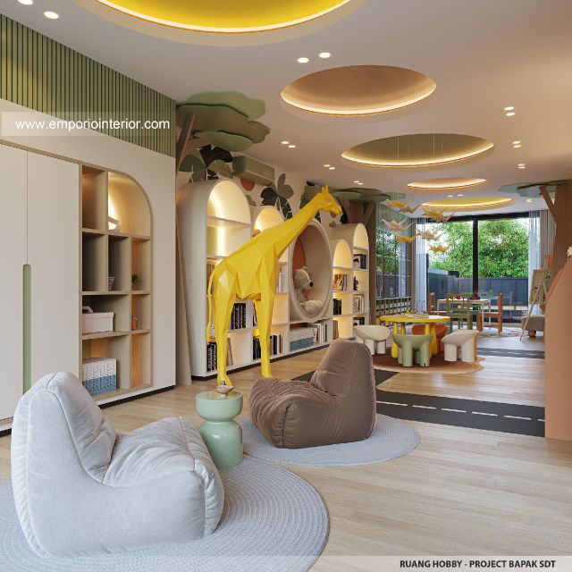 Desain Ruang Hobby Rumah Modern 2 Lantai Bapak SDT di Solo