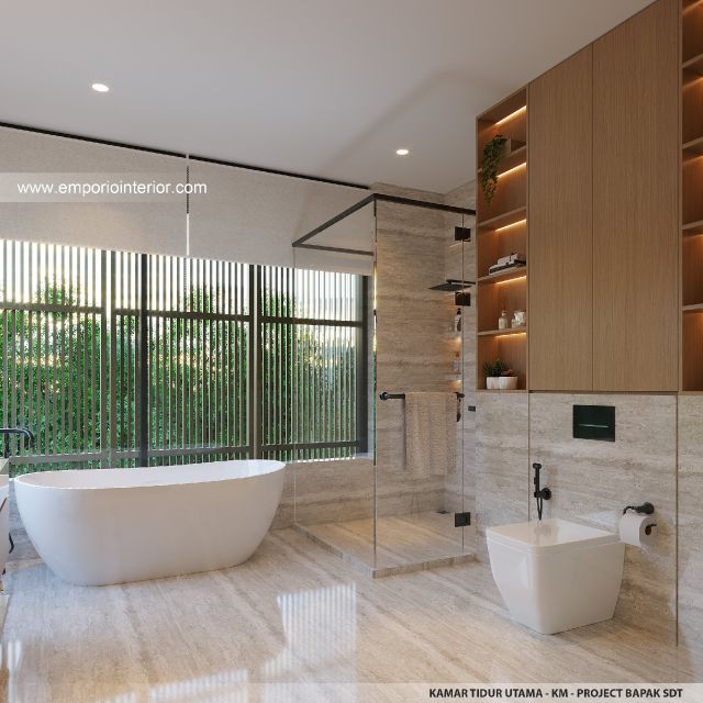 Desain Kamar Mandi Utama Rumah Modern 2 Lantai Bapak SDT di Solo