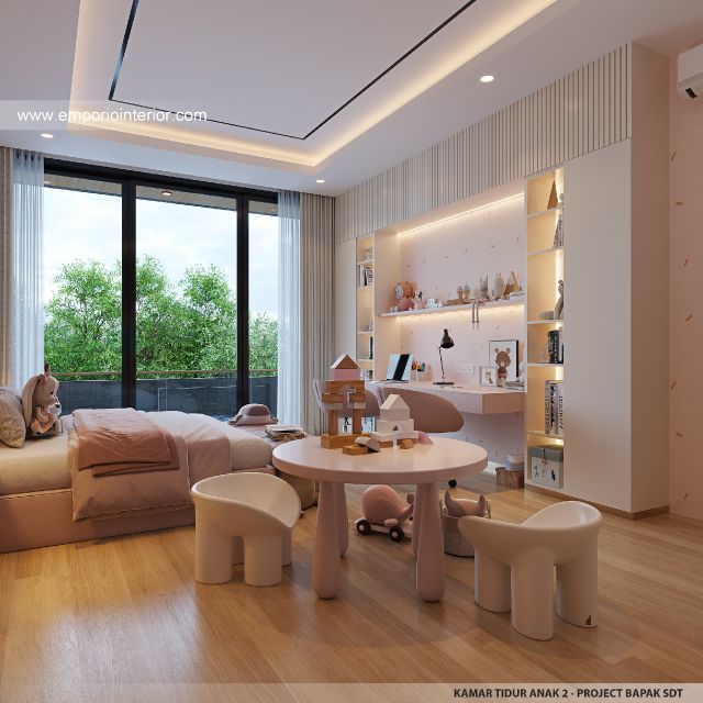 Desain Kamar Tidur Anak 2 Rumah Modern 2 Lantai Bapak SDT di Solo
