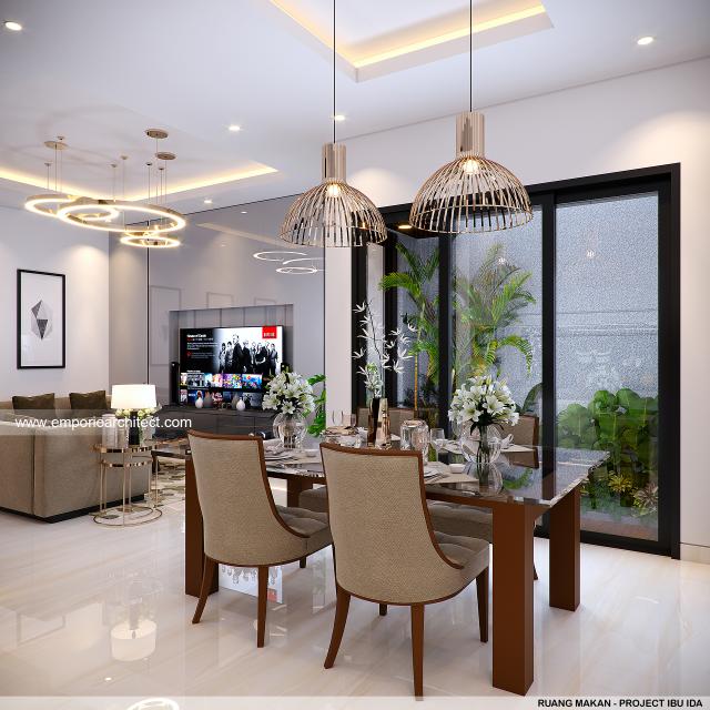 Desain Ruang Makan Rumah Modern 2 Lantai Ibu Ida di Jakarta