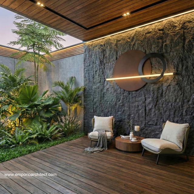 Desain Tampak Detail Belakang Rumah Modern 2 Lantai Ibu SGY di Depok