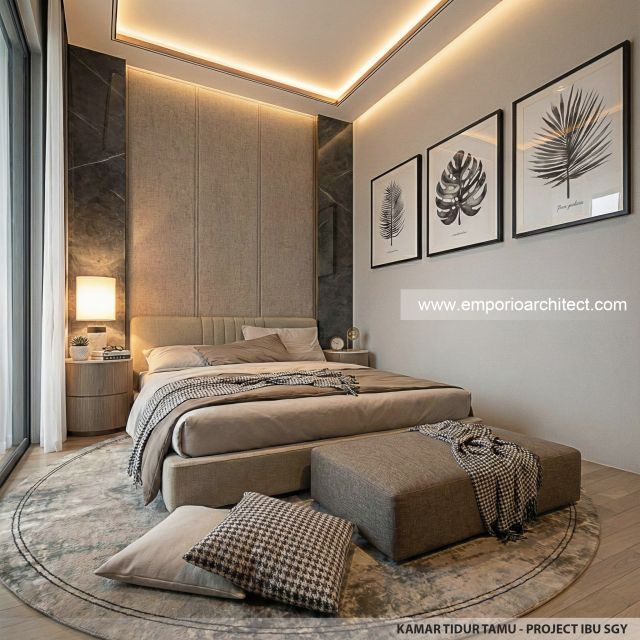 Desain Kamar Tidur Tamu Rumah Modern 2 Lantai Ibu SGY di Depok