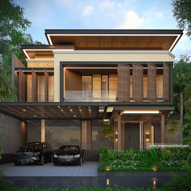 Desain Tampak Depan Rumah Modern 2 Lantai Ibu SGY di Depok