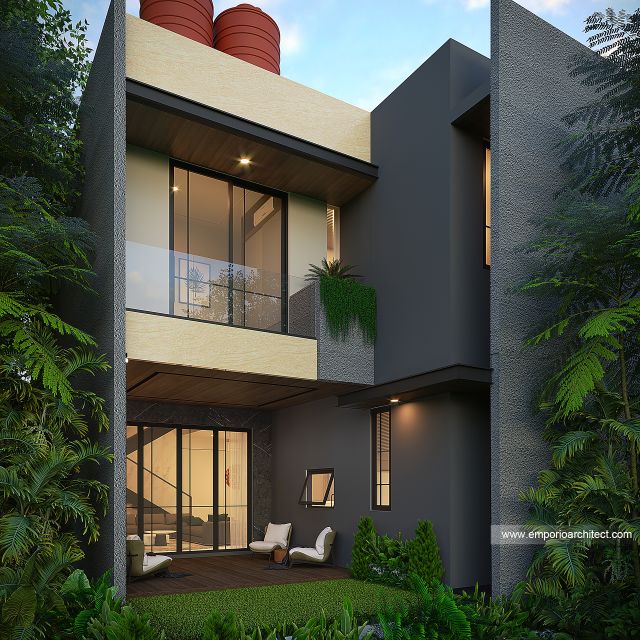Desain Tampak Belakang Rumah Modern 2 Lantai Ibu SGY di Depok
