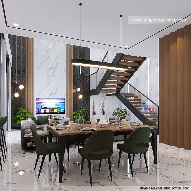 Desain Ruang Makan Rumah Modern 2 Lantai Ibu SGY di Depok