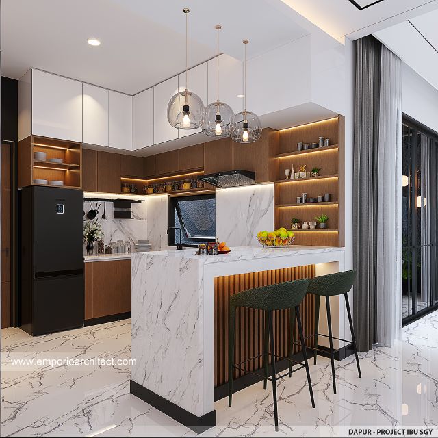 Desain Dapur Rumah Modern 2 Lantai Ibu SGY di Depok