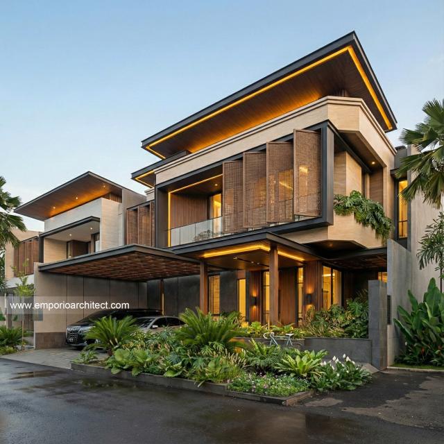Desain Tampak Depan 2 Rumah Modern 2 Lantai Ibu SGY di Depok