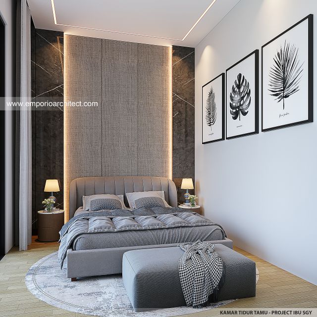 Desain Kamar Tidur Tamu Rumah Modern 2 Lantai Ibu SGY di Depok