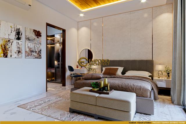 Desain Kamar Tidur Utama Rumah Modern 2 Lantai Bapak Akhmad Fahmi di Bekasi, Jawa Barat