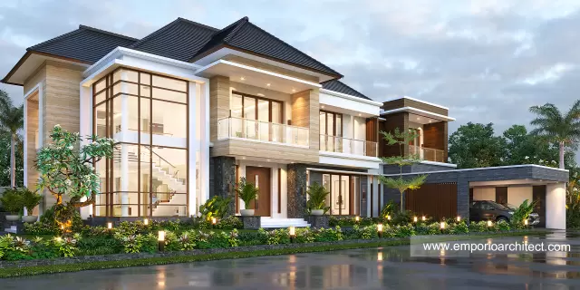 Desain Tampak Depan 2 Rumah Modern 2 Lantai Ibu LCY di Medan, Sumatera Utara