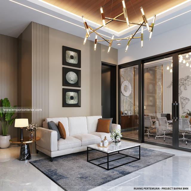 Desain Ruang Pertemuan Rumah Modern 2 Lantai Bapak BNN di Palembang